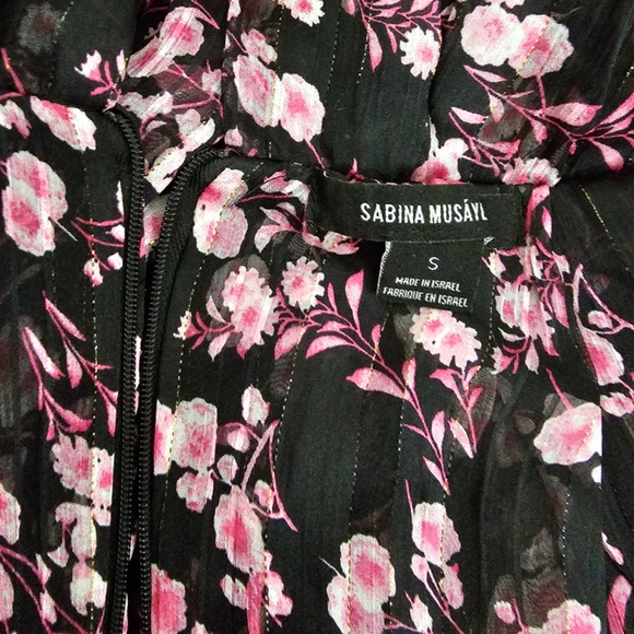 EUC Sabina Musayev Black Pink Metallic Floral Open Back Plunge V-Neck Maxi Dress - Picture 11 of 15